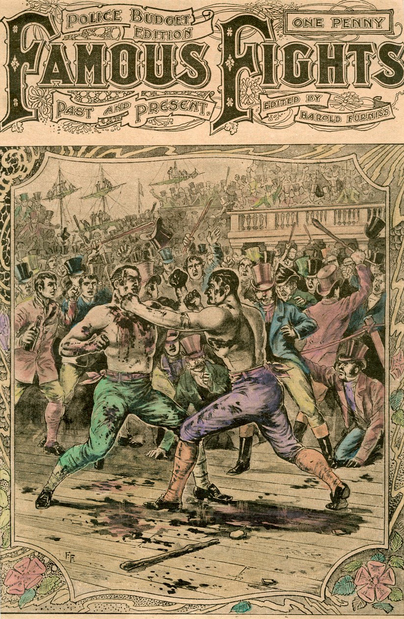 Den første kamp mellem Tom Spring og Jack Langan, 1824 slutningen af det 19. eller begyndelsen af det 20. århundrede af Unbekannt