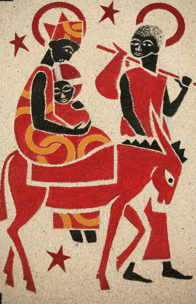 Flyveturen til Egypten Keur Moussa klosterkirkens fresko blev designet og malet i 1963 af Dom Georges Saget Keur Moussa Senegal af Unbekannt