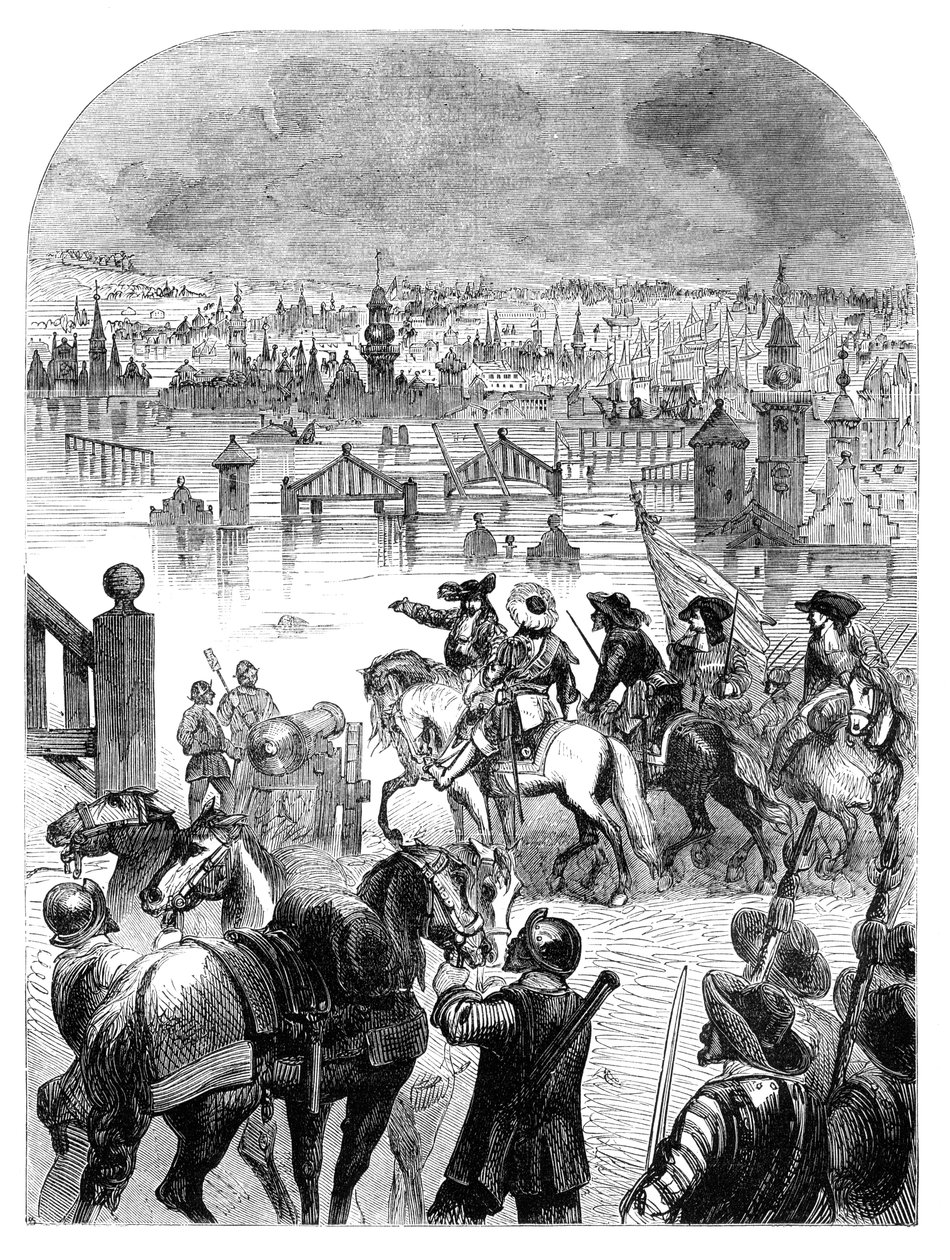 Oversvømmelsen af Amsterdam i 1672 efter ordre fra William III, c1902 af Unbekannt