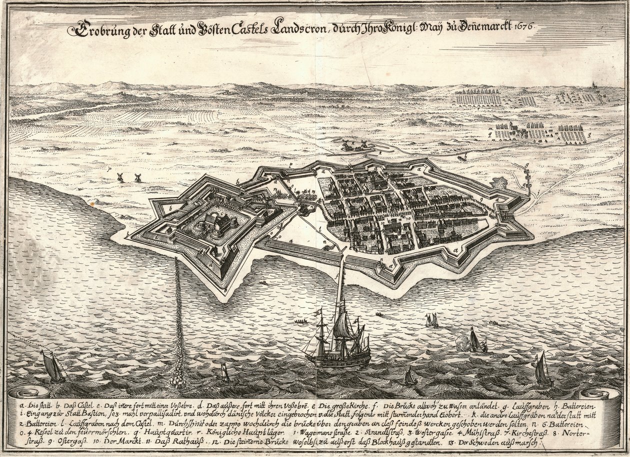 Landskrona, Sveriges fæstningsværk, erobret af danskerne i Skånekrigen, 1676 af Unbekannt