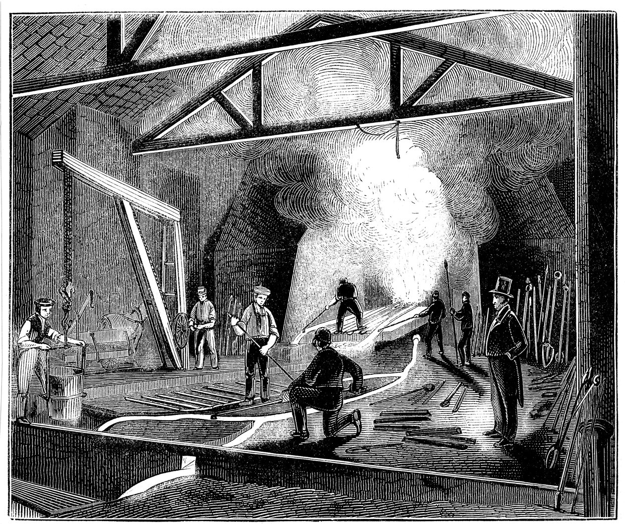Støberiet eller støbehuset, Butterley Ironworks, Derbyshire, 1844 af Unbekannt