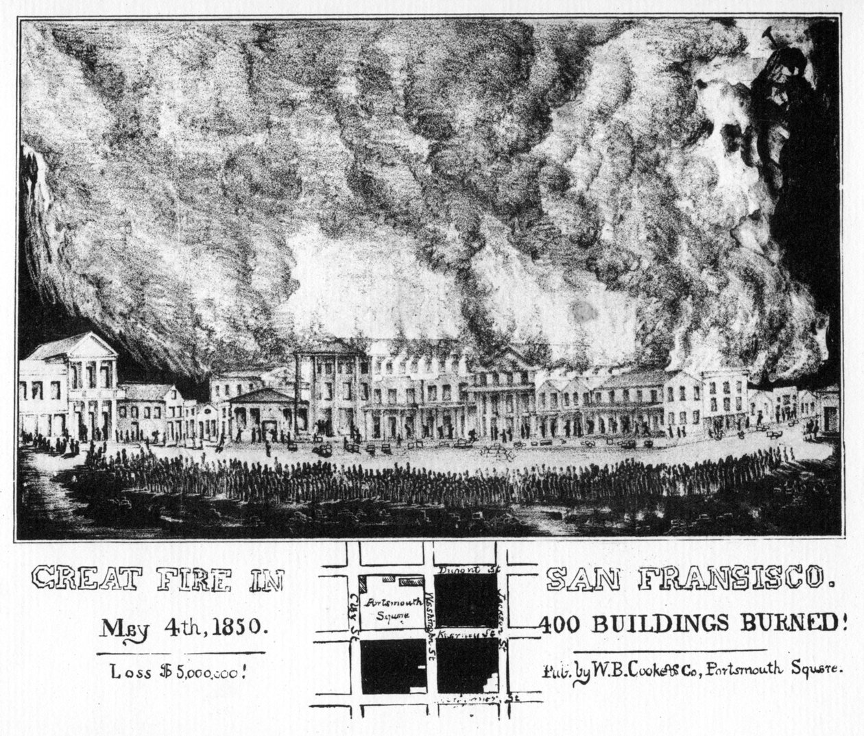 Den store brand i San Francisco, Californien, 1850 1937 af Unbekannt