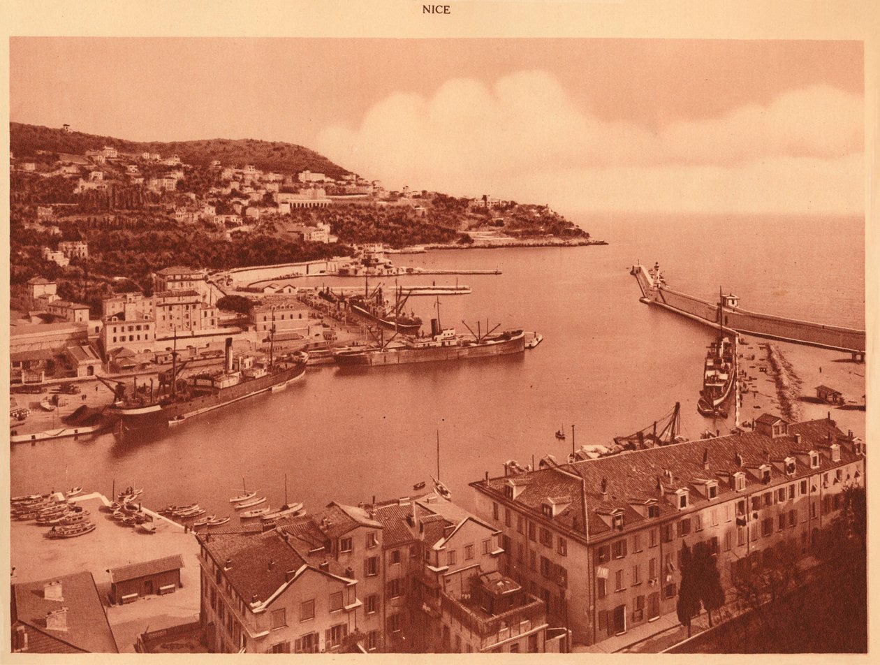Havneindsejlingen og Mont-Boron, Nice, 1930. af Unbekannt