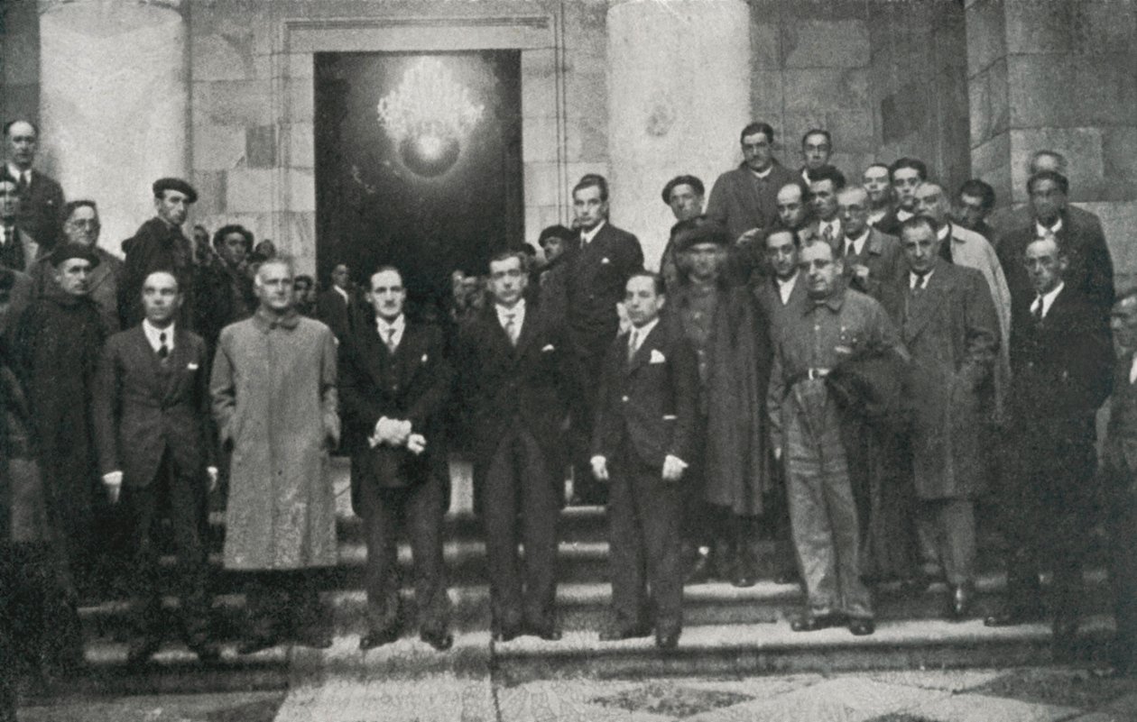 Lederen af ​​den baskiske regering (eller legendariske) Jose Antonio Aguirre og medlemmer af regeringen, Barcelona. Jubert Figueras Private Fond. af Unbekannt