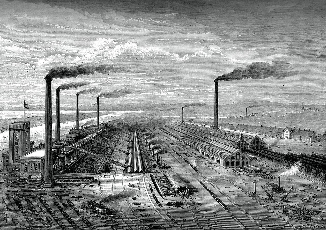 Jern- og stålværket i Barrow, c1880 af Unbekannt
