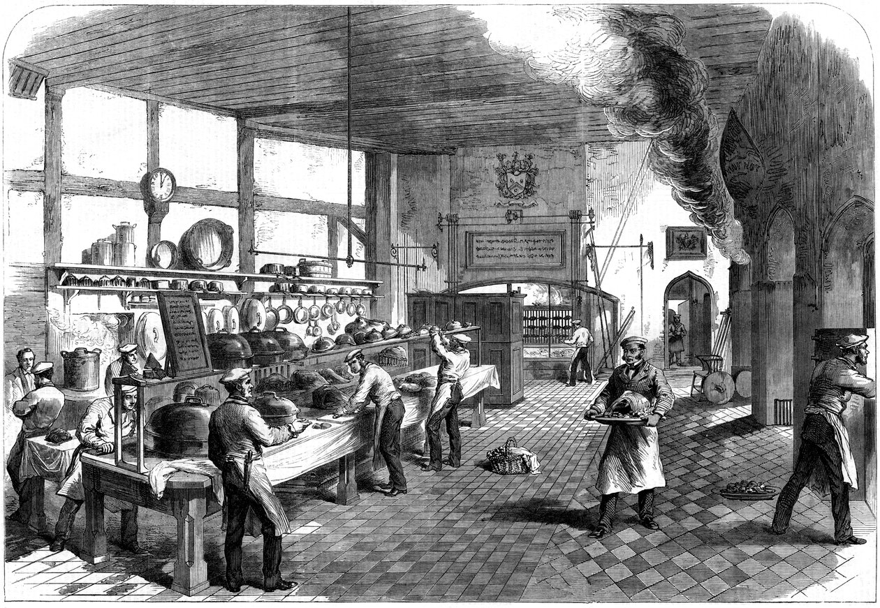 Køkkenet på Charterhouse School, Godalming, Surrey, 1867 af Unbekannt