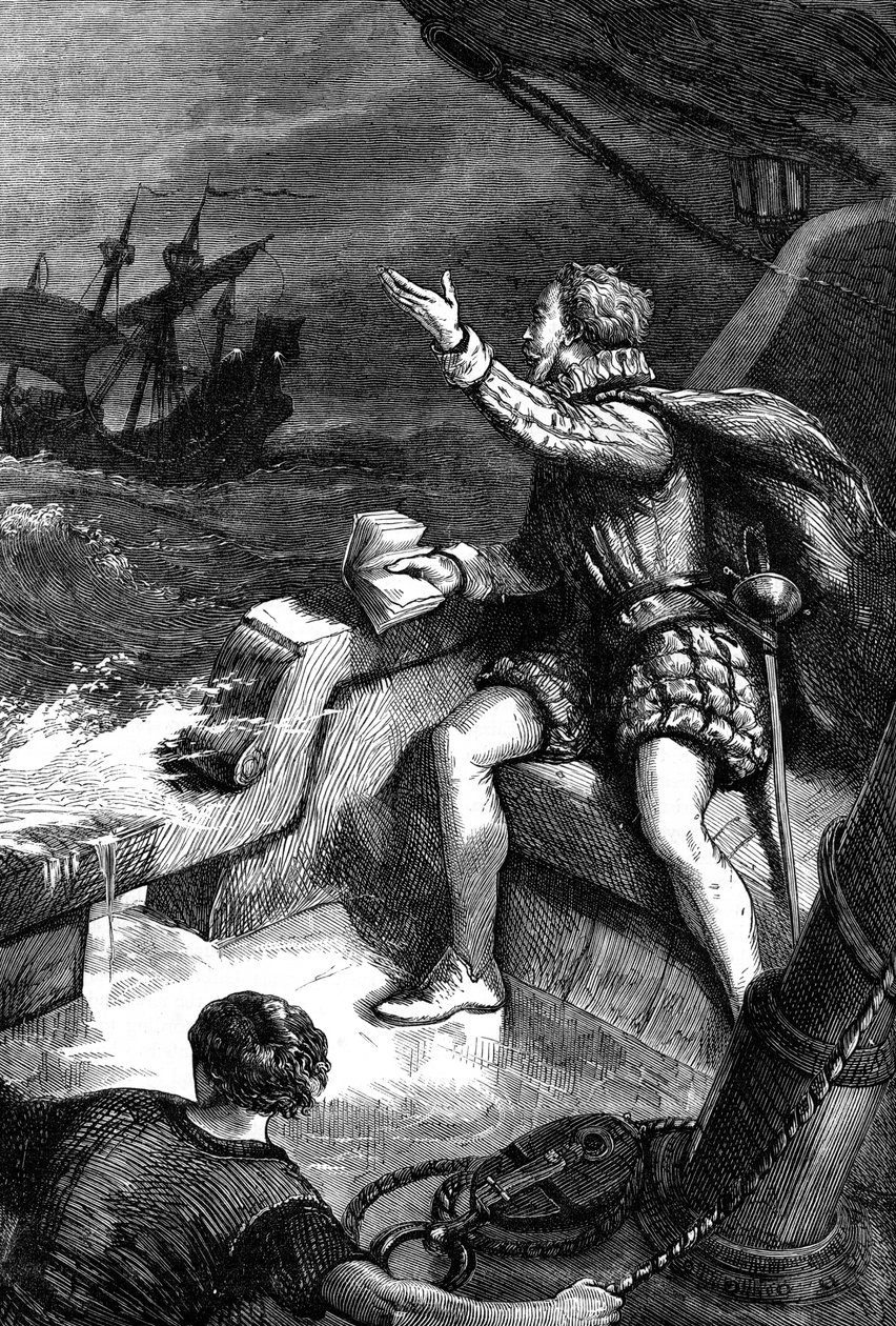 De sidste øjeblikke af Sir Humphrey Gilbert, 1583 c1880 af Unbekannt