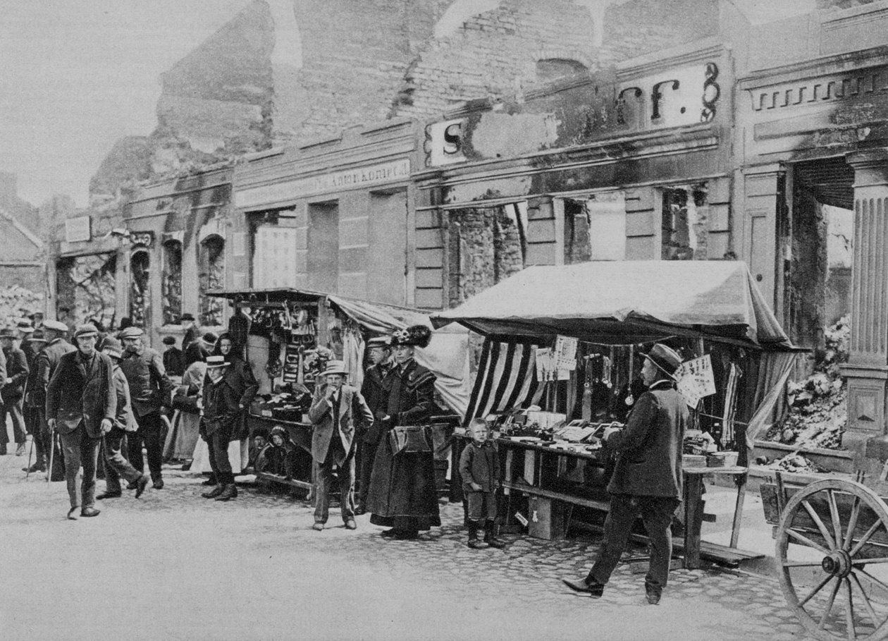 Markedet i ruinerne af Hohenstein, Østpreussen, Første Verdenskrig, 1915 af Unbekannt