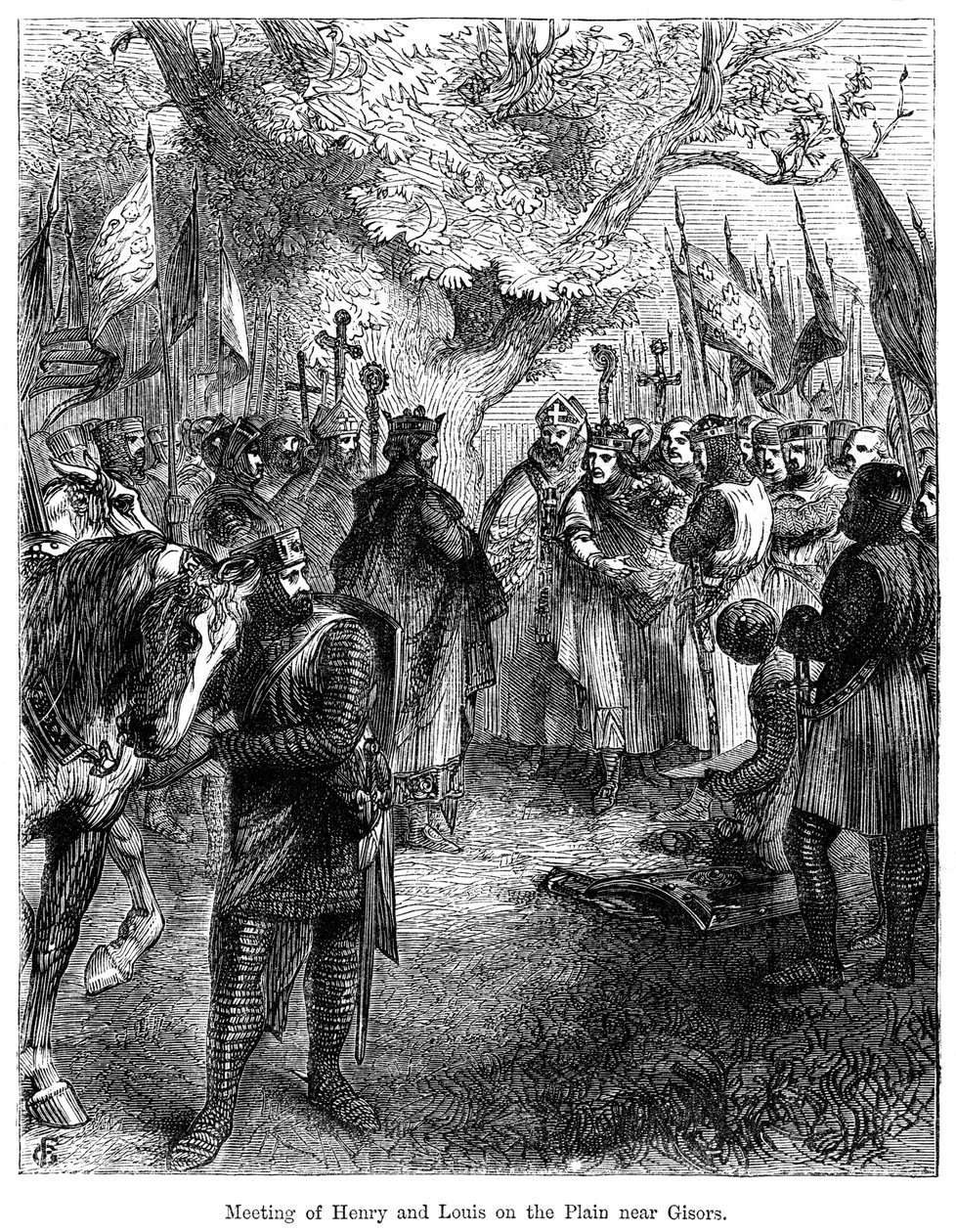 Mødet mellem kong Henrik III af England og kong Ludvig IX af Frankrig på sletten nær Gisors af Unbekannt