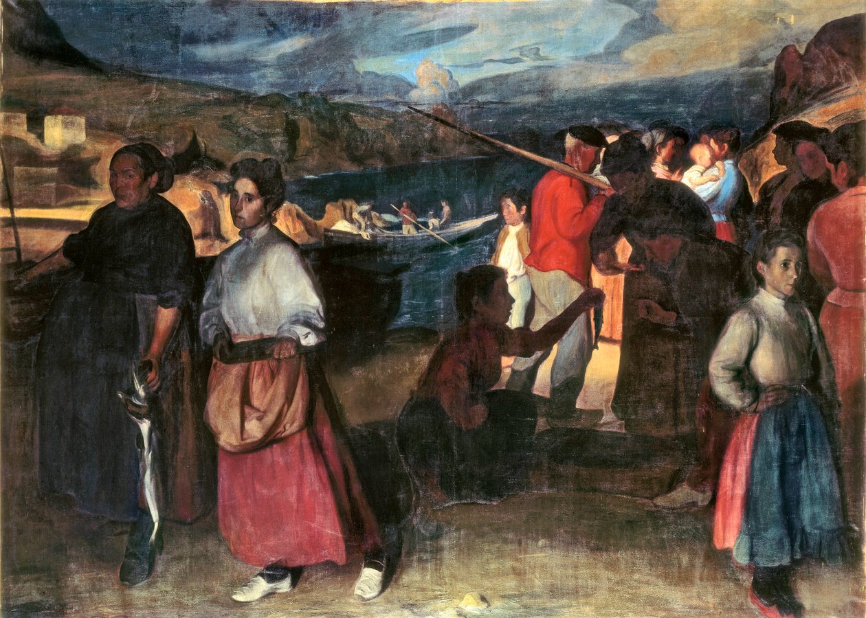"Sardinernes købmand" Maleri af Angel Larroque Echevarria (1874-1961) Olie på lærred. af Unbekannt