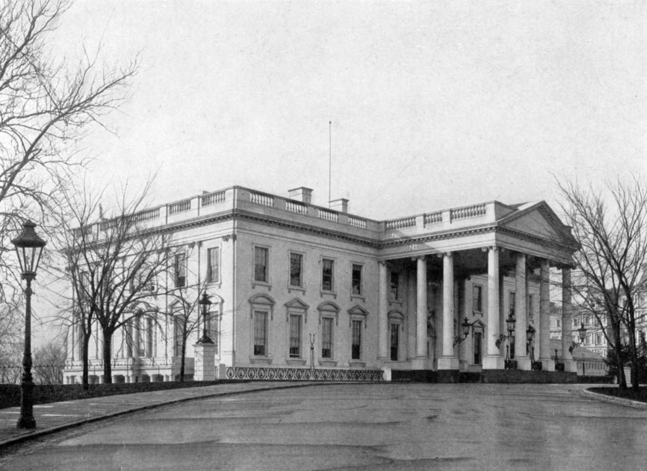 Den nordlige portik i Det Hvide Hus, Washington D.C., USA, 1908 af Unbekannt