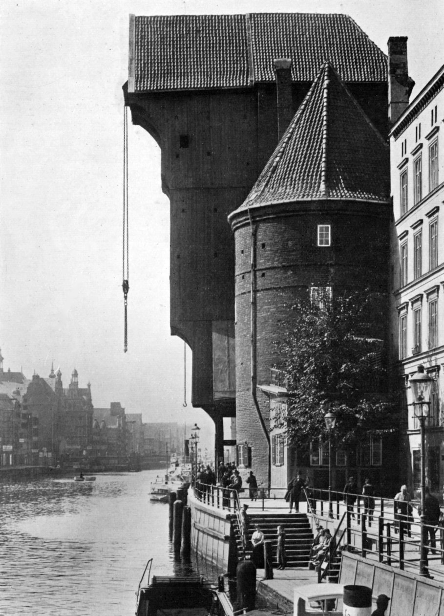 Den gamle Krantor Crane Gate ved floden Mottlau, Gdansk, Polen, 1926 af Unbekannt
