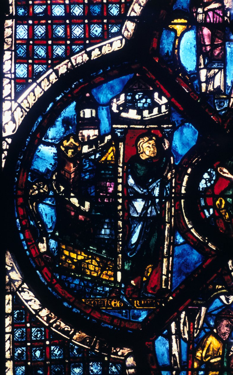 Pilgrimmen forlader Jerusalem til Jeriko, farvet glas, Chartres Cathedral, Frankrig, 1205-1215 af Unbekannt