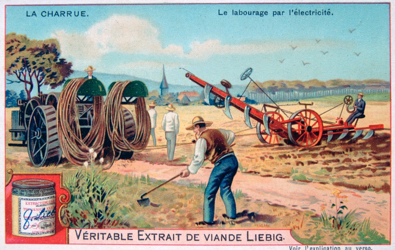 Ploven, jordbearbejdning ved brug af elektricitet, c1900 af Unbekannt