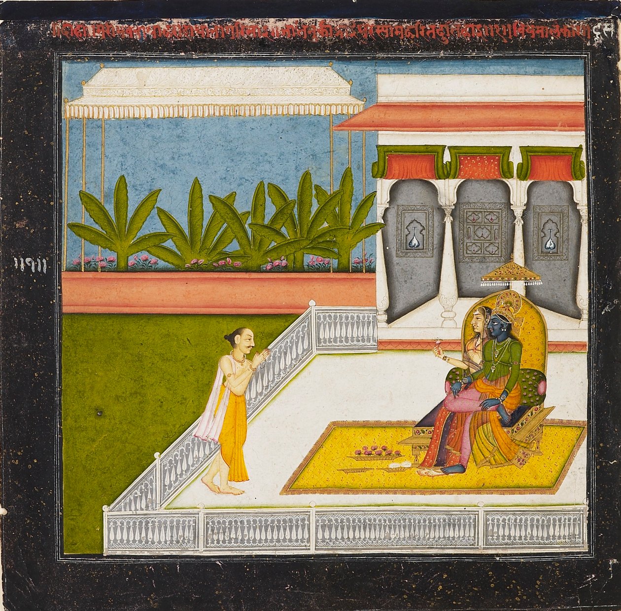 Poeten Behari Lal ærer Krishna og Radha, C1760 af Unbekannt
