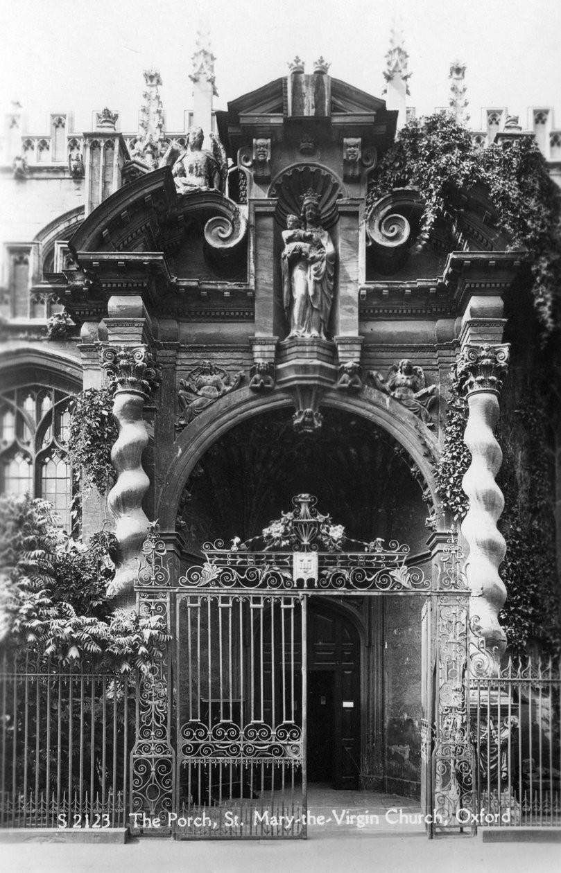 Verandaen til St Mary the Virgin Church, Oxford, Oxfordshire, tidligt i det 20. århundrede af Unbekannt