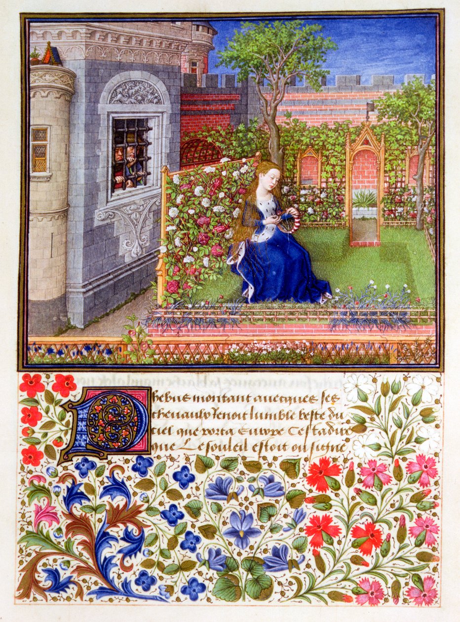 Fangerne lyttede til Emily synge i haven, 1340-1341 af Unbekannt