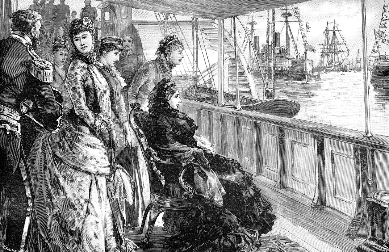 Dronningen gennemgår flåden i Spithead, Hampshire, slutningen af det 19. århundrede, 1900 af Unbekannt