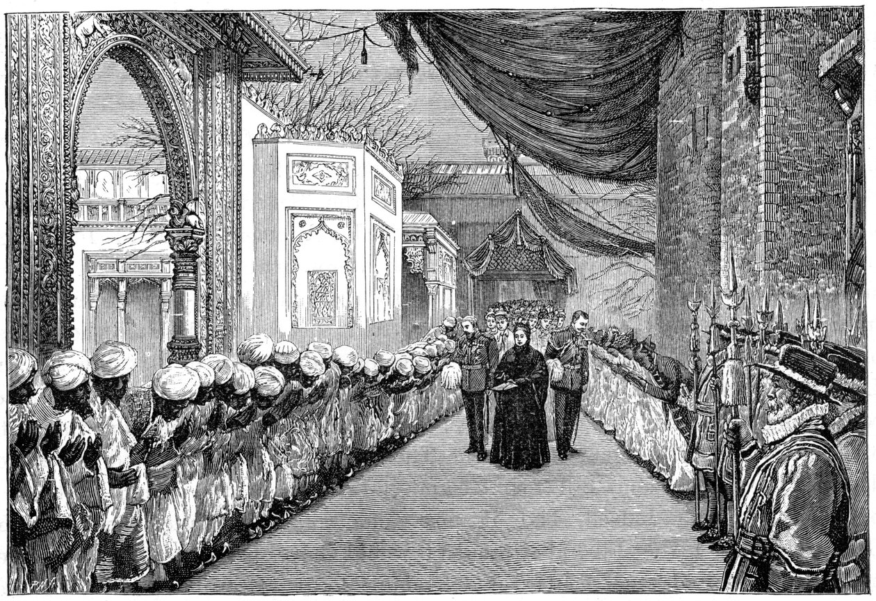 Dronningerne besøger ved åbningen af Indian and Colonial Exhibition, London, 1886, 1900 af Unbekannt