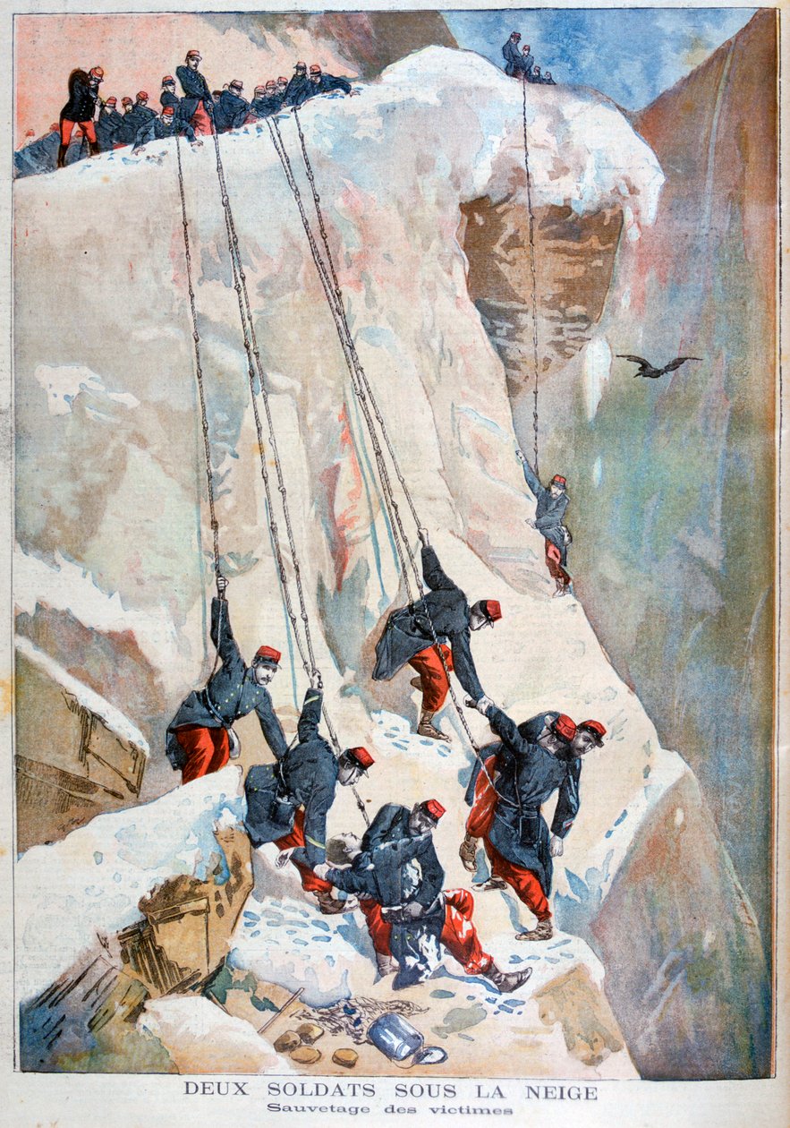 Redningen af to franske soldater efter en lavine, 1894 af Unbekannt