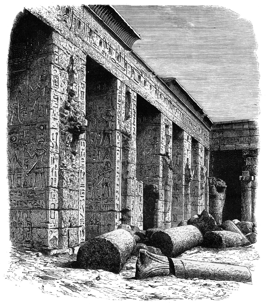 Ruinerne af Palace of Rameses III, Medinet Habu, Øvre Egypten, c1890 af Unbekannt