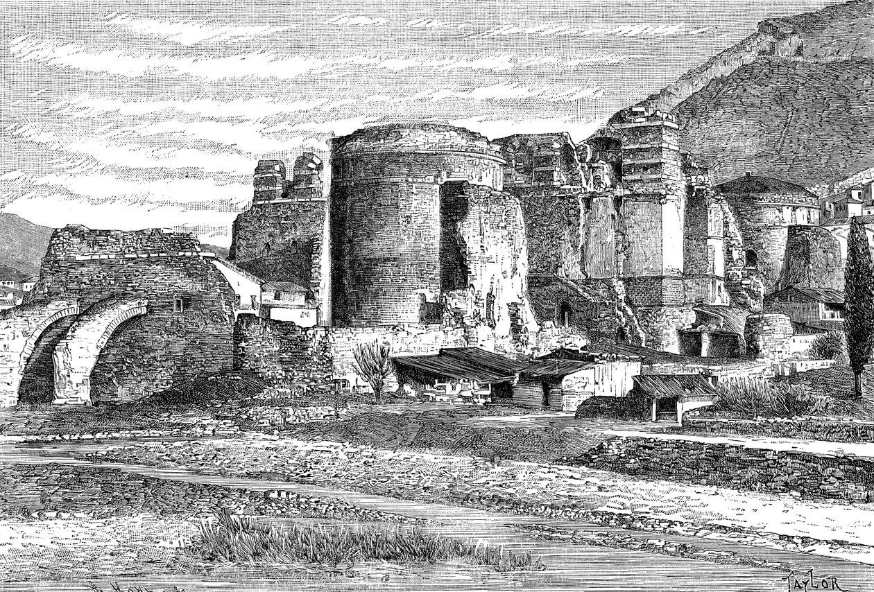 Ruinerne af basilikaen i Pergamon, Tyrkiet, 1895 af Unbekannt