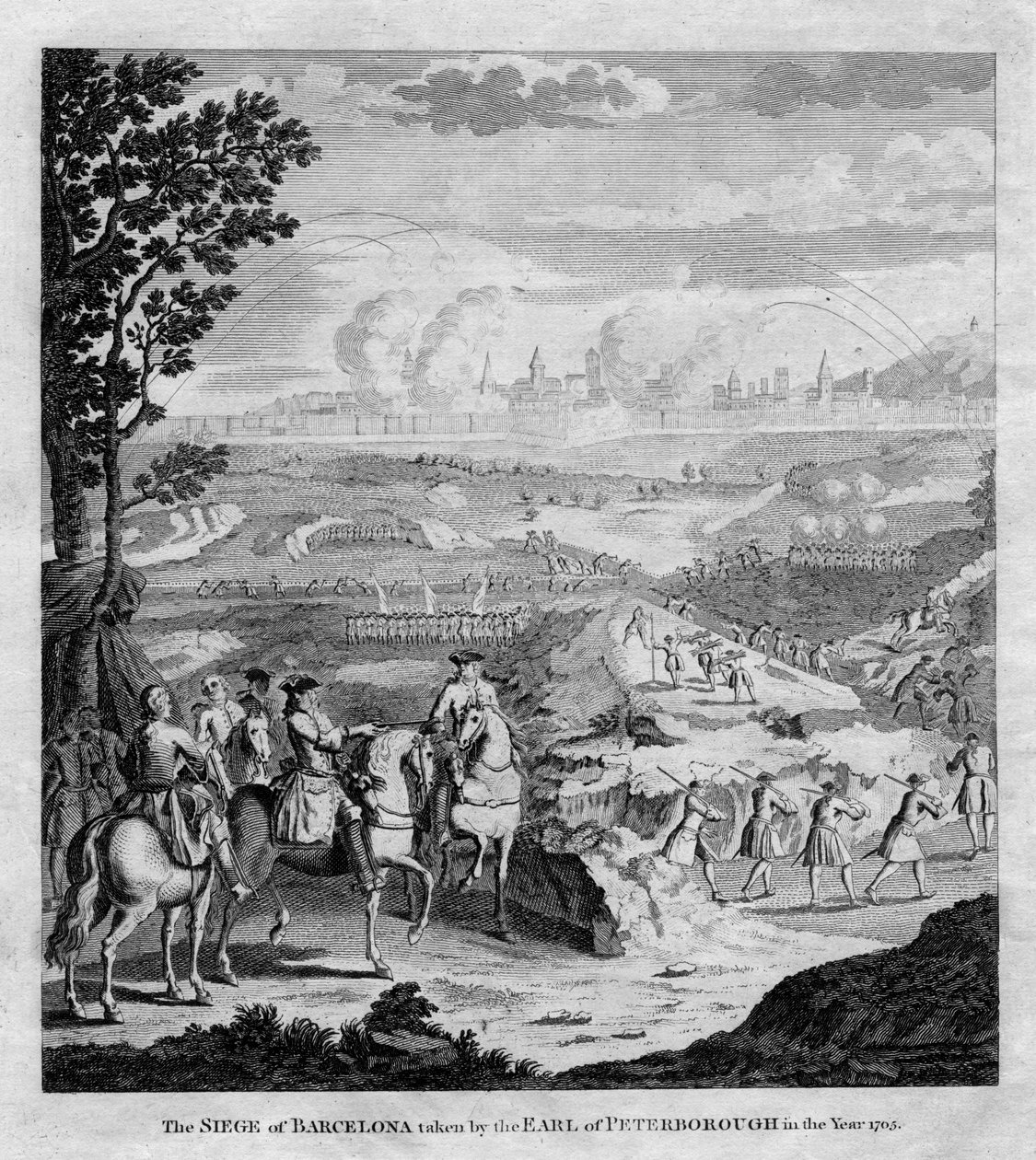 Belejringen af Barcelona taget af jarlen af Peterborough i år 1705 af Unbekannt