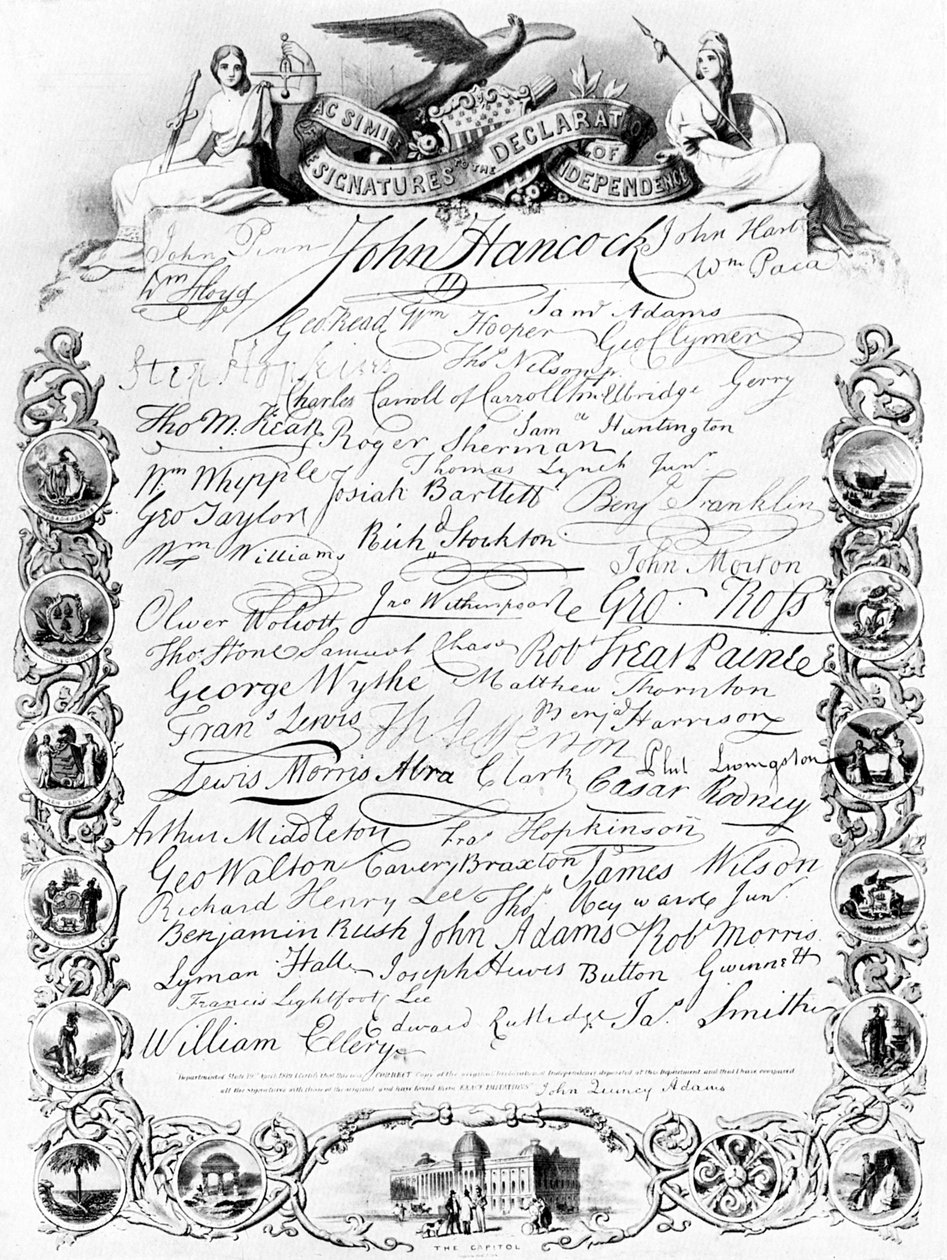 Underskrifterne til den amerikanske uafhængighedserklæring, c1776, c1920 af Unbekannt