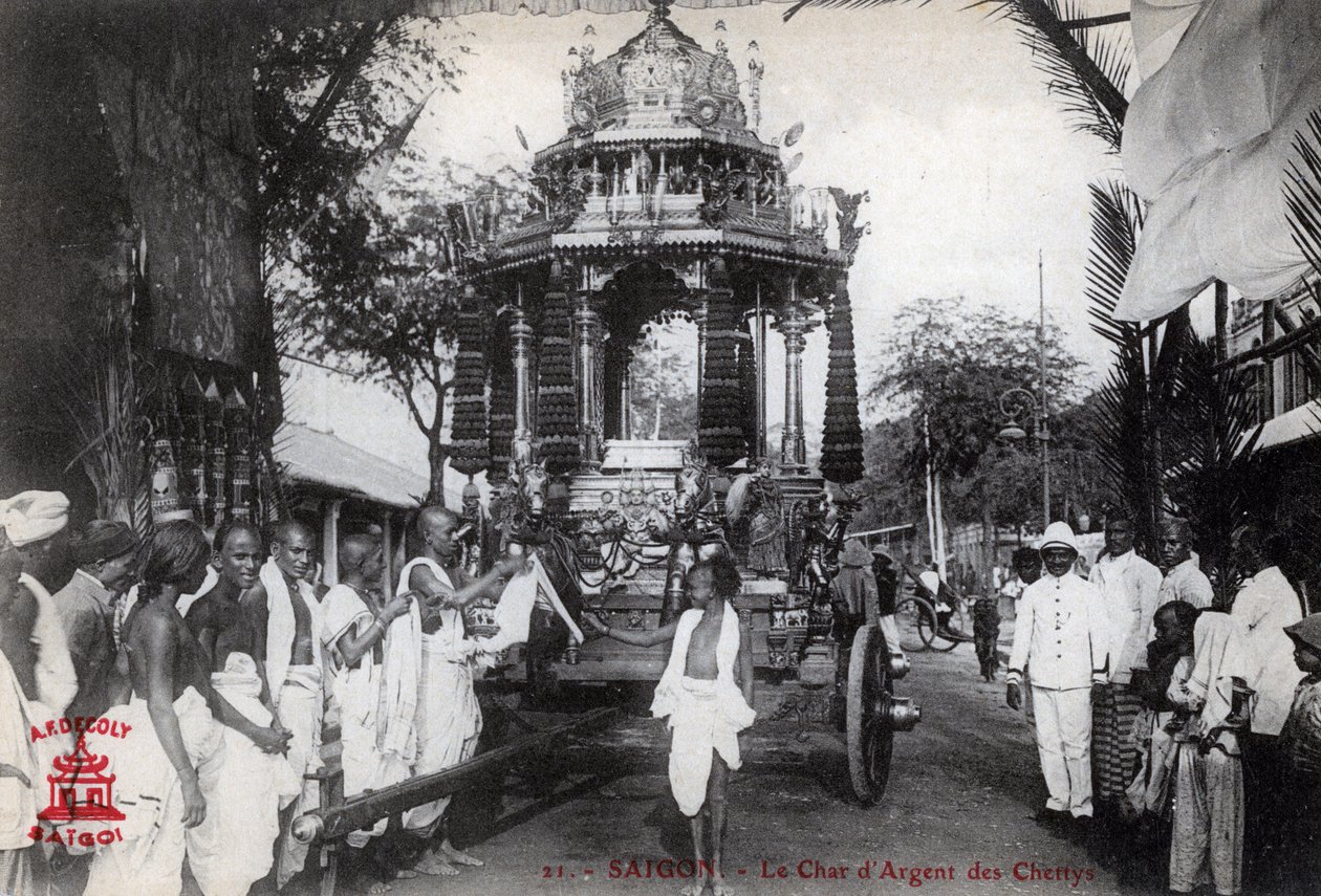 Chettiarernes sølvvogn, Saigon, Vietnam, 1912 af Unbekannt