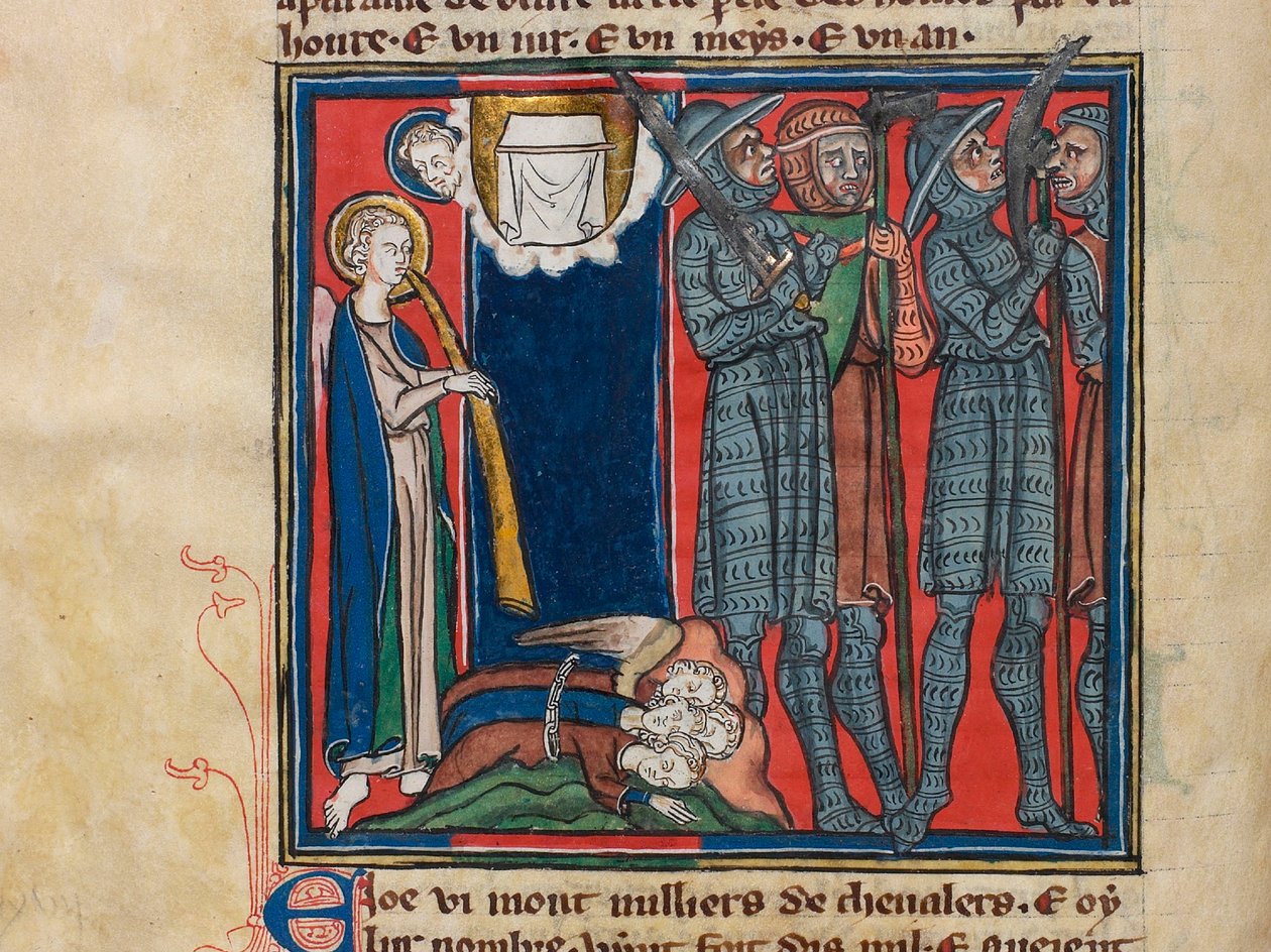 Den sjette engel blæste i sin trompet... Miniature fra: Apocalypse de saint Jean, ca 1320. af Unbekannt