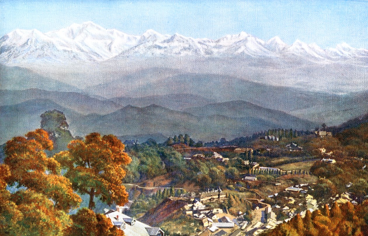 Sneen fra Jalapahar, Darjeeling, Indien, begyndelsen af det 20. århundrede af Unbekannt