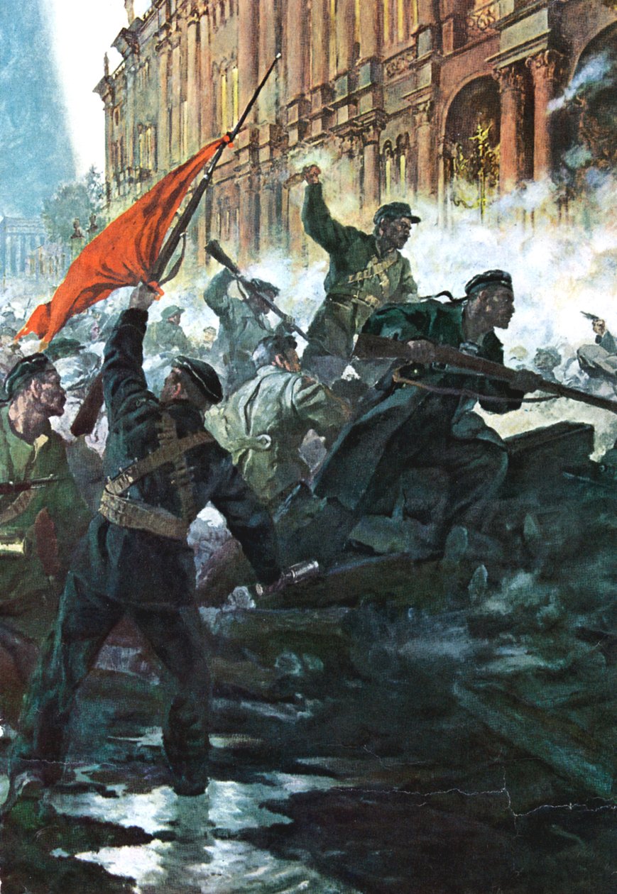 Stormen af Vinterpaladset, Skt. Petersborg, den russiske revolution, oktober 1917 af Unbekannt