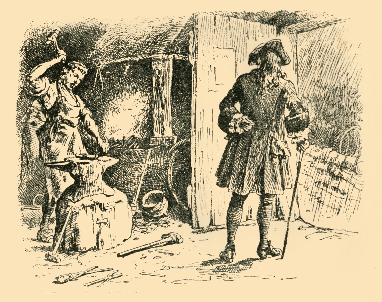 Hans hammerslag på ambolten holdt tiden til hans sang, 1907. af Unbekannt