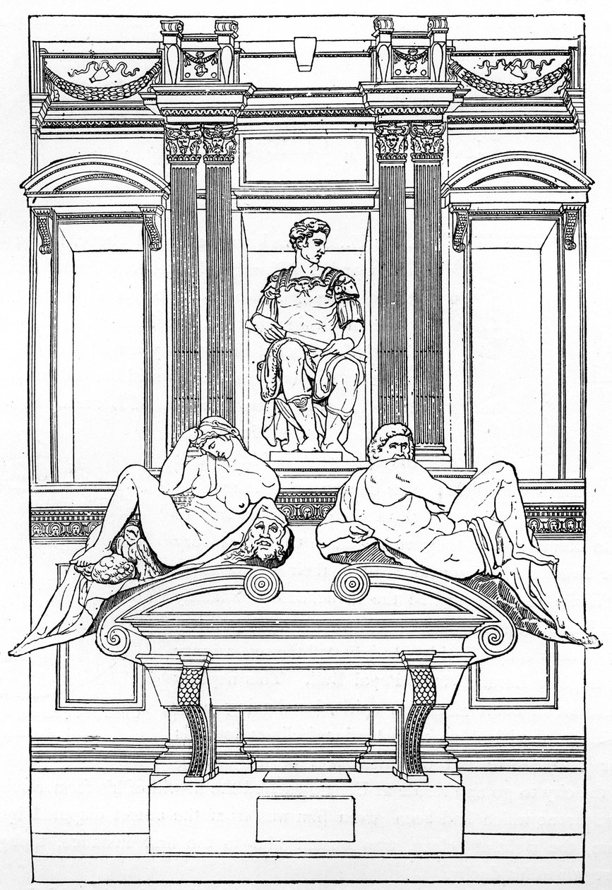 Julian de Medicis grav i San Lorenzo Basilicas nye sakristi, Firenze, 1882 af Unbekannt