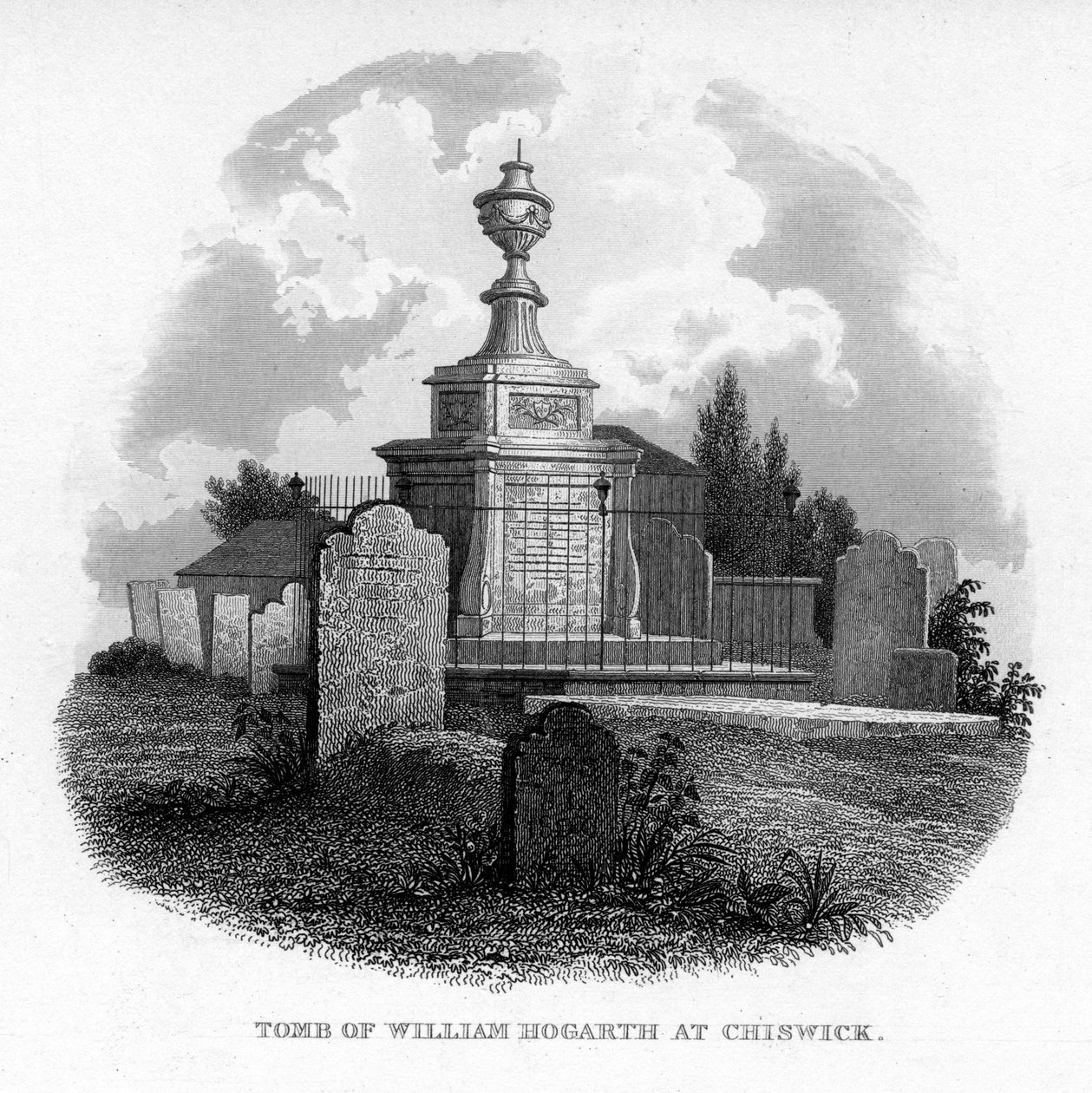 William Hogarths grav i Chiswick, 1840 af Unbekannt