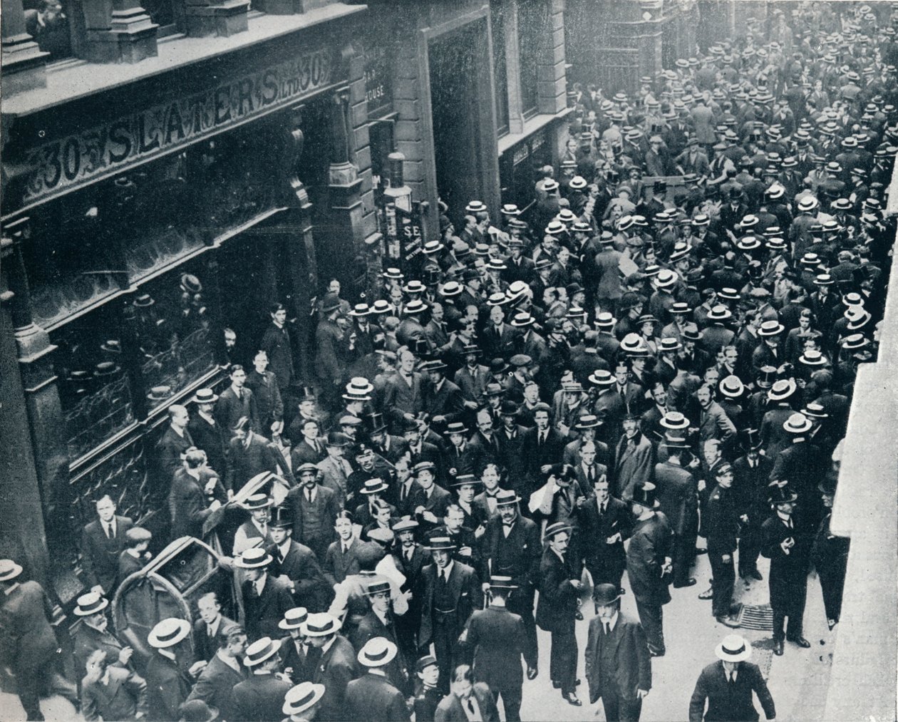 Krigskrisen i byen: Lukningen af London Stock Exchange, 1914 af Unbekannt