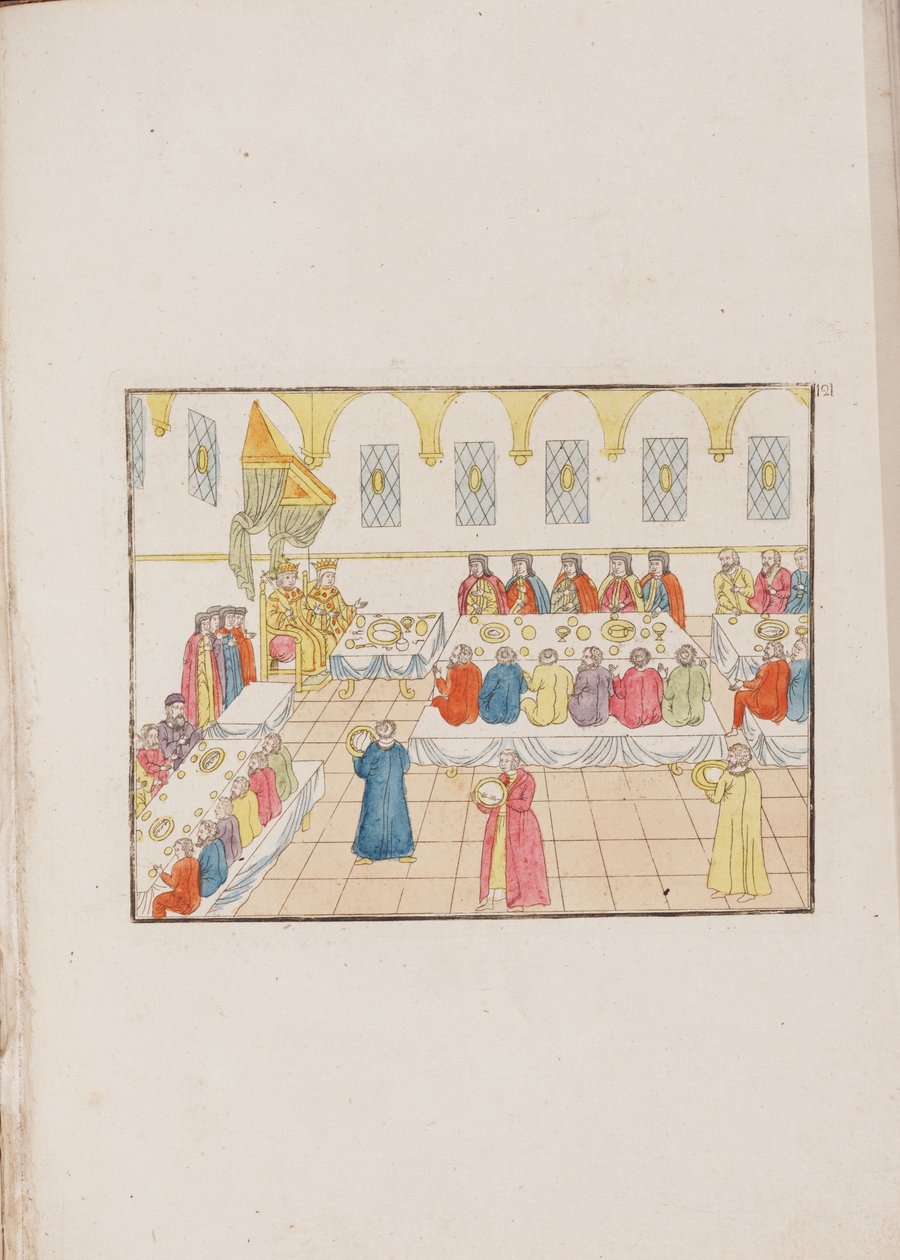 Bryllupsceremonien for zar Mikhail Fedorovich og Evdokia Lukyanovna, 1810 af Unbekannt