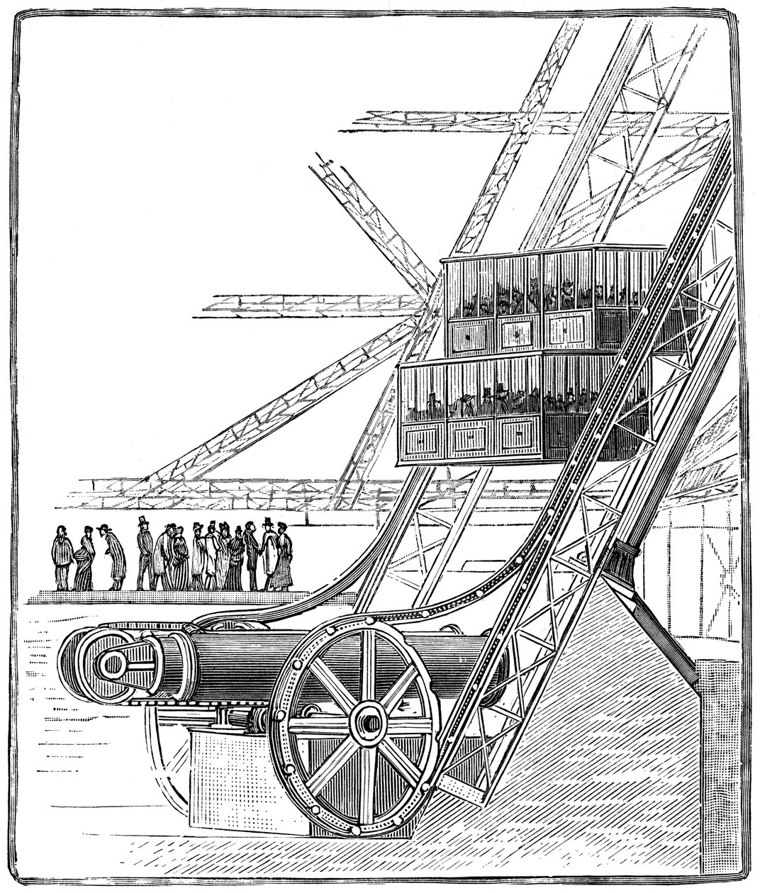 Brønden i Roux Combaluzier-elevatoren, Eiffeltårnet, Paris, 1889 af Unbekannt