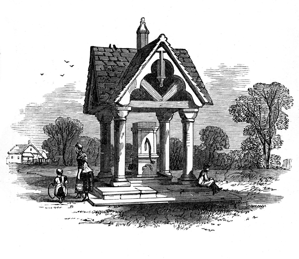 Brønden på Ockley Green, Surrey, 1800-tallet af Unbekannt
