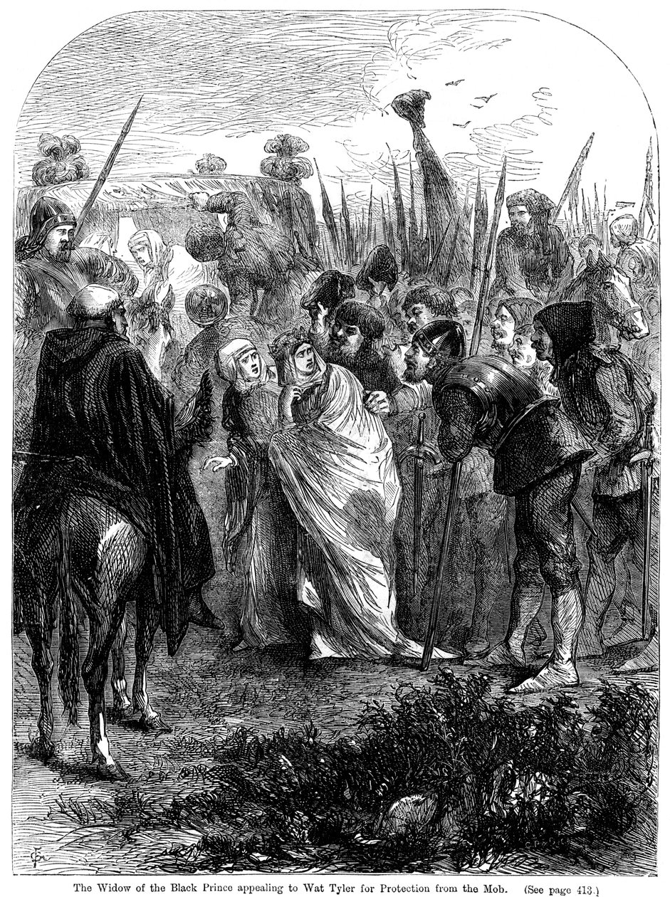 Enken efter den sorte prins appellerer til Wat Tyler om beskyttelse mod pøbelen, 1381 af Unbekannt