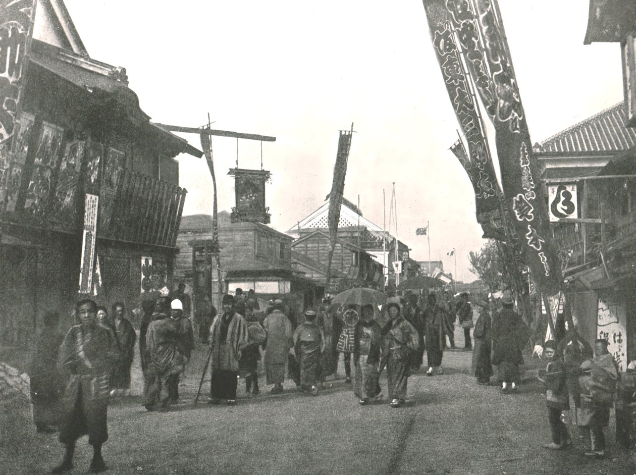 Theatre Street, Yokohama, Japan, 1895. af Unbekannt