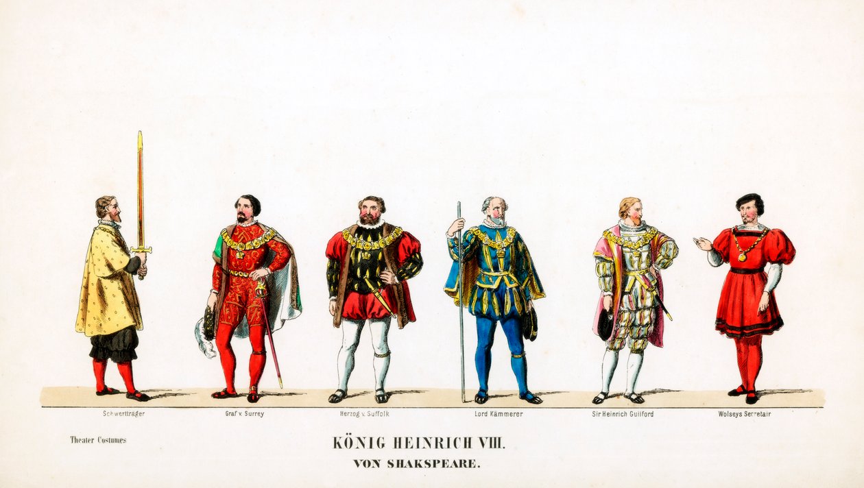 Teaterkostumedesign til Shakespeares skuespil, Henry VIII, 1800-tallet af Unbekannt