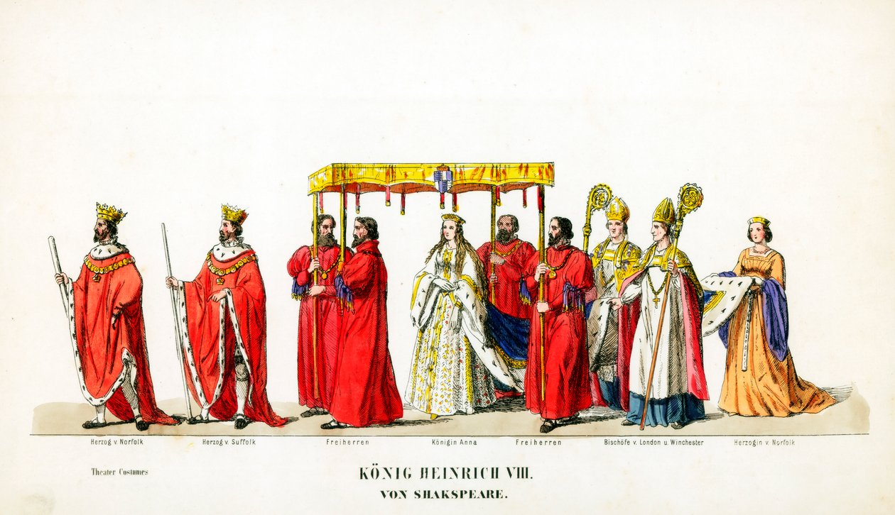Teaterkostumedesign til Shakespeares skuespil, Henry VIII, 1800-tallet af Unbekannt