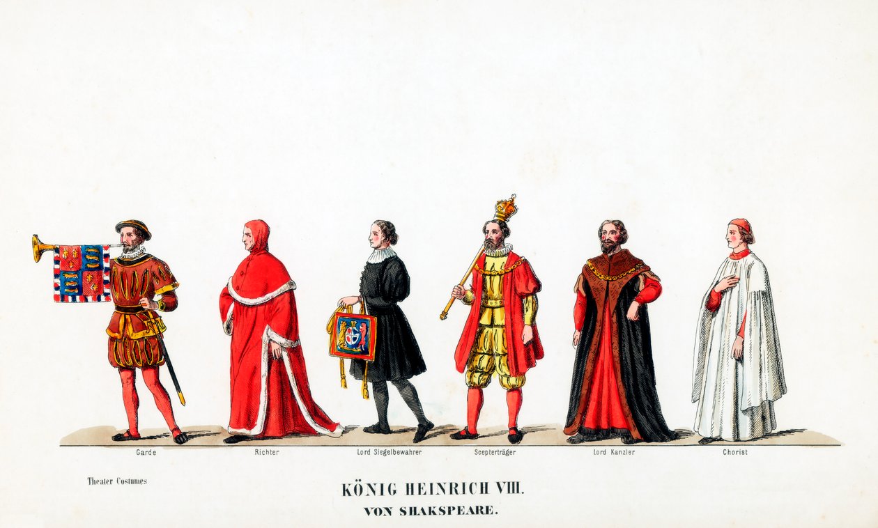 Teaterkostumedesign til Shakespeares skuespil, Henry VIII, 1800-tallet af Unbekannt