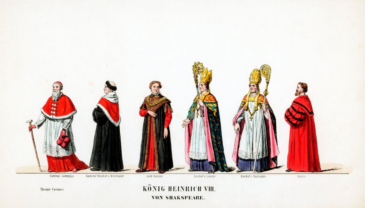 Teaterkostumedesign til Shakespeares skuespil, Henry VIII, 1800-tallet af Unbekannt