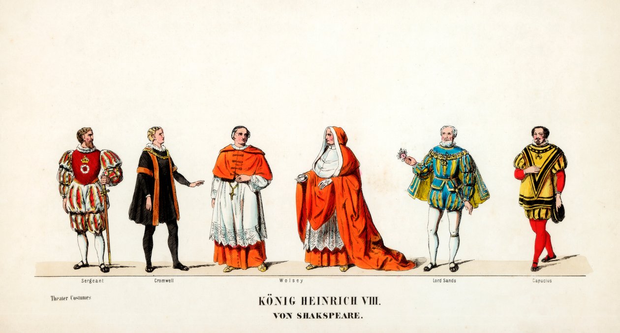 Teaterkostumedesign til Shakespeares skuespil, Henry VIII, 1800-tallet af Unbekannt