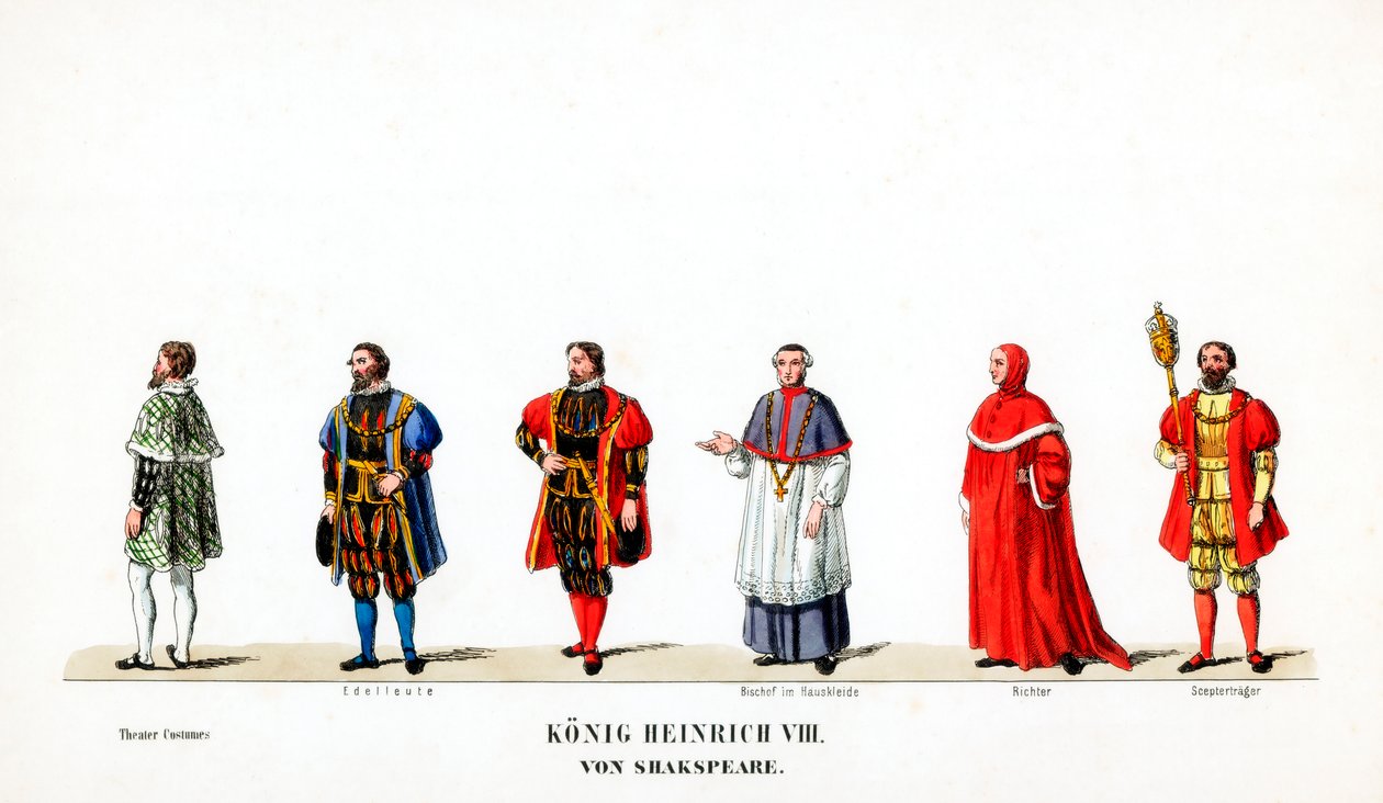Teaterkostumedesign til Shakespeares skuespil, Henry VIII, 1800-tallet af Unbekannt