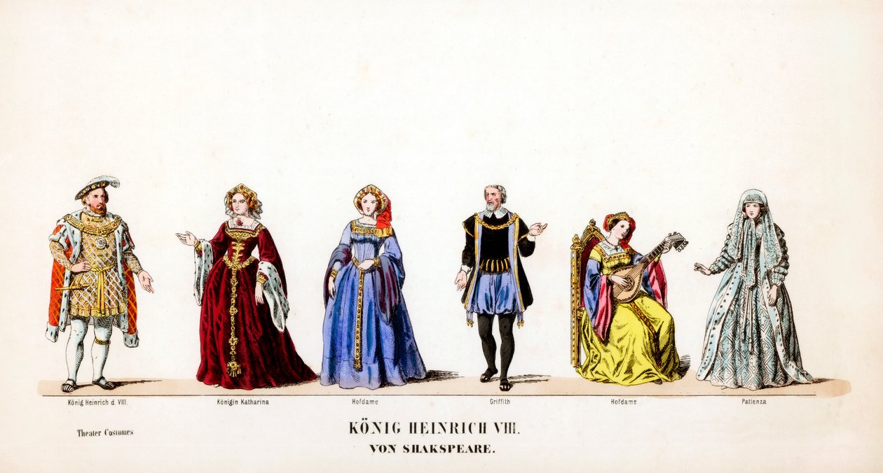 Teaterkostumedesign til Shakespeares skuespil, Henry VIII, 1800-tallet af Unbekannt