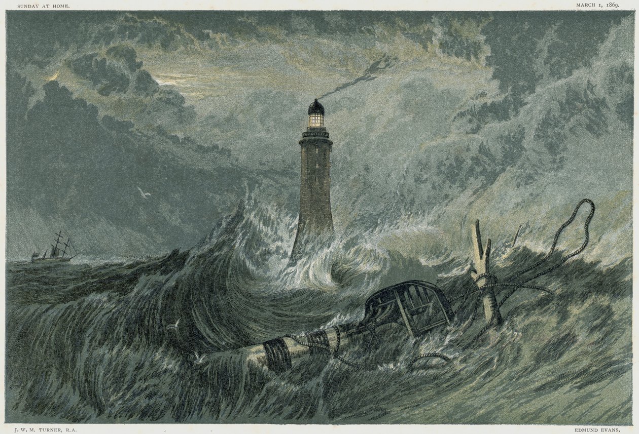 Tredje Eddystone fyrtårn, 1800-tallet af Unbekannt