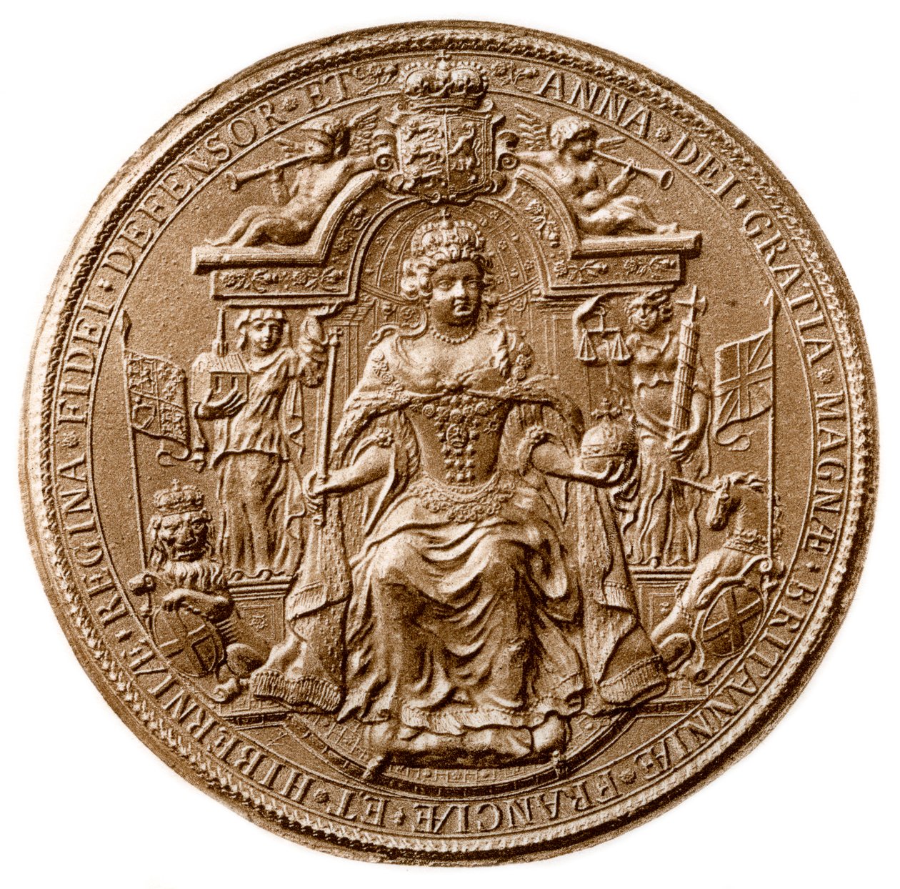 Dronning Annes tredje store segl, forside, 1702-1714 1906 af Unbekannt
